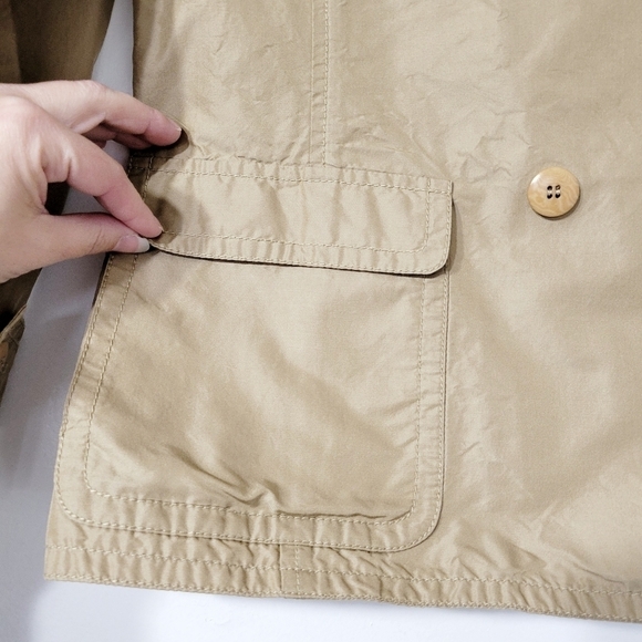 Talbots Tan Button Up Trench Jacket Size 16P - Picture 8 of 11